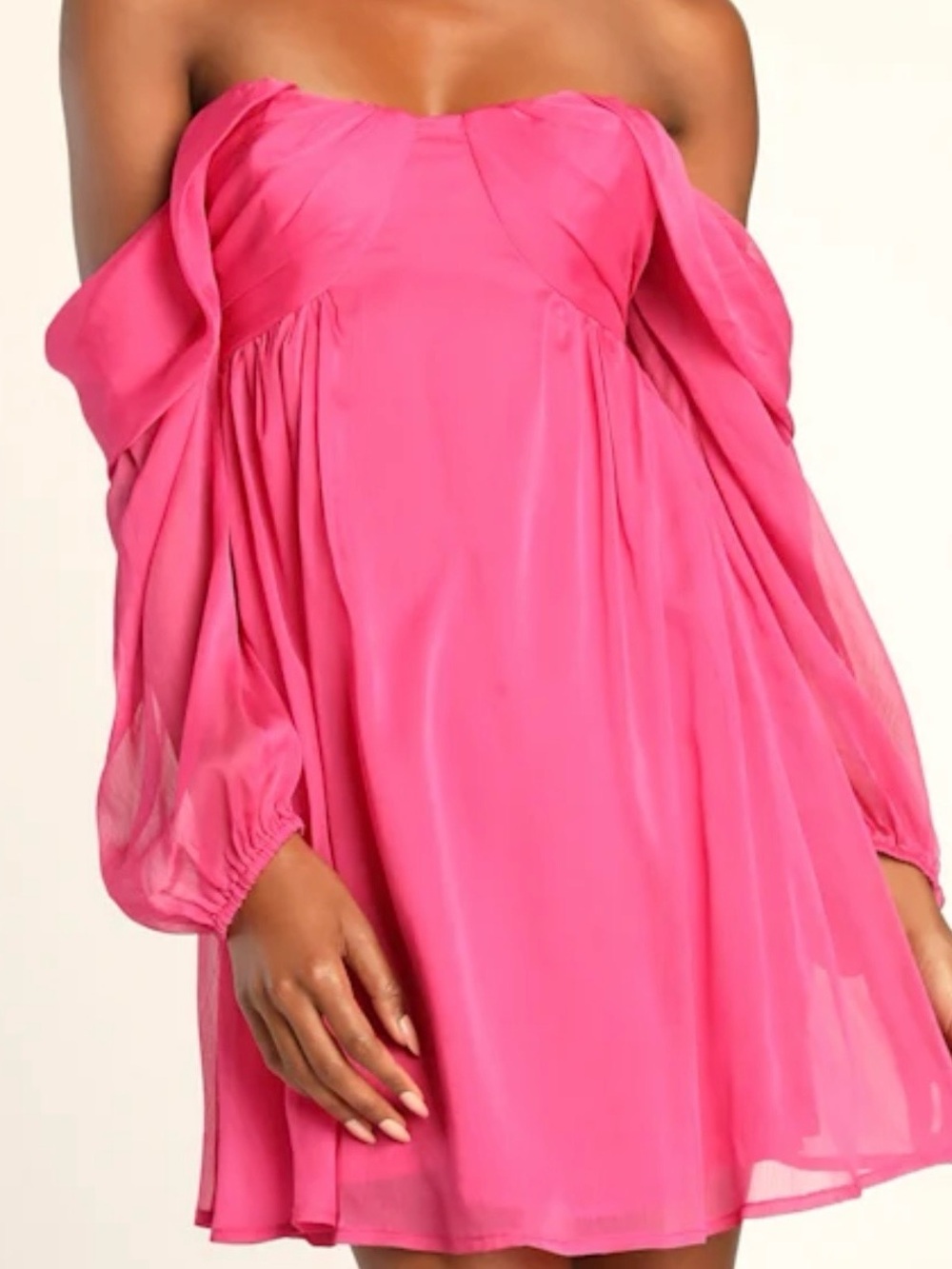 Hot Pink Off the Shoulder lulus Mini dress size small Coquette Fairycore Party